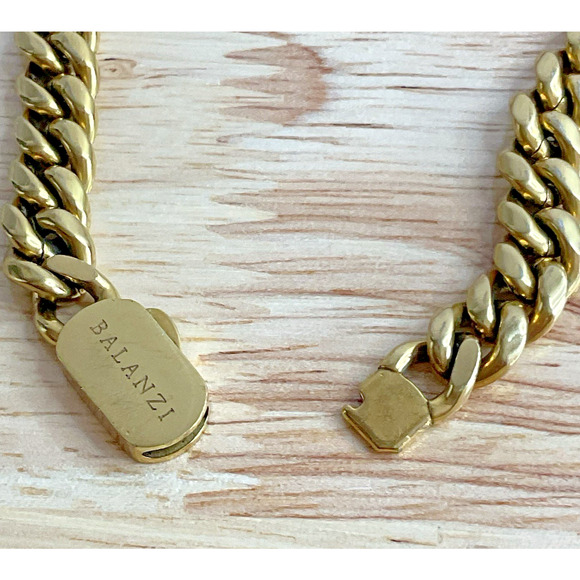 Balanzi Gold Tone 8mm Cuban Chain 8.5” Bracelet Size 8 - Picture 3 of 7